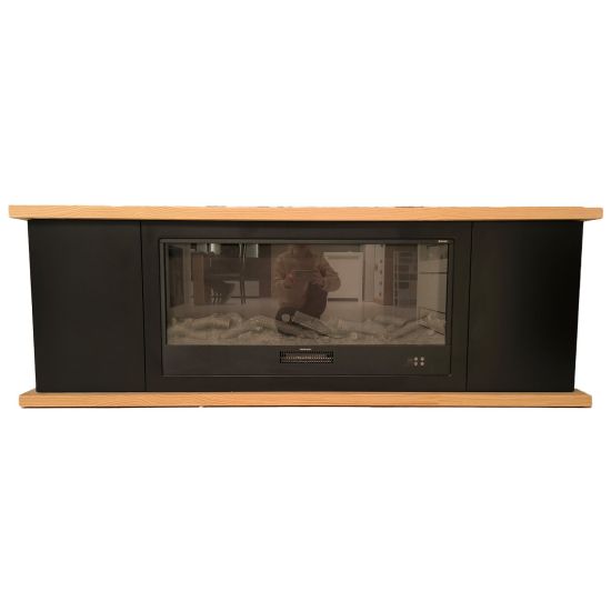 Mobile In Legno Nero e Camino Elettrico
