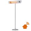 Outdoor Wifi Heating Lamp With Complete Pole Kit And 2000w Adjustable Power Anodized Aluminum And Steel Structure Outdoor Electric Heating Via Short-wave Ir-a And Remote Control With Grille For Protection And Display,