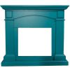 Cornice Blu Turchese Per Caminetto Cetona, Per Inserto Elettrico Caminetto-vulcano Struttura In Ottimo Legno Mdf Misure Lxpxh 113,7x28,2x102,2 Cm