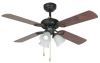 Ventilatore Da Soffitto Con Luce Lisboa Corpo In Acciaio Diffusori Di Vetro Traslucido 4 Pale Bicolori Mogano e Noce Scuro Reversibili Comandato Con Catenelle Telecomando Ordinabile 3 Velocit Ventilatore Reversibile Richiede 3xe27 Max 60w Non Incluse