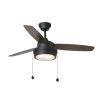 Ventilatore a 3 Pale Classico 33723 Komodo Nero In Acciaio Con Pale In Legno Plywood Reversibili Colore Nero e Noce Ventilatore Da Soffitto Con Kit Luce e Comando a Catenelle Diametro 132 Cm Funziona Con Lampadine 2xe14 G45 Led 14w Incluse