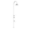 Doccia Bianca Alluminio Sined. Acqua Calda e Fredda Con Soffione Led Quadrato Con Termometro Lcd. Doppio Attacco Acqua, Inferiore e Laterale. Posizionabile All'esterno o All'interno Della Abitazione. Super Accessoriata h 223,5 Cm. Per Esterni e Casa.