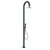Doccia Grigia Alluminio Sined. Acqua Calda e Fredda Con Soffione Lcd Quadrato e Pratico Doccino. Doppio Attacco Acqua, Inferiore e Laterale. Posizionabile All'esterno o All'interno Della Abitazione. Super Accessoriata h 223,5 Cm. Per Esterni e Interni.