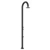 Doccia Nera In Alluminio Con Temporizzatore. Solo Acqua Fredda, Miscelatore Per Controllo Flusso e Funzione Lavapiedi. Doppio Ingresso Acqua, Basso e Laterale Su Unico Tubo Interno. Per Interni e Esterni. Per Un Uso Frequente, Grande Risparmio D'acqua.