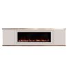 Camino elettrico artigianale grigio chiaro con mobile in legno di quercia inserto Sined Vulture 150 da 1500W effetto fiamma LED realistico e telecomando incluso