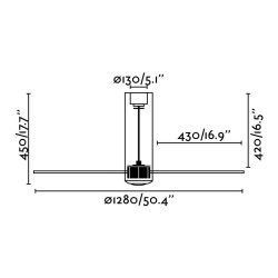 Deckenventilator Tube Chrom Transparent