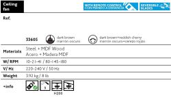 Brown Ceiling Fan With 3 Reversible Blad