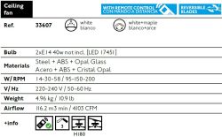 White Ceiling Fan With Light Panay